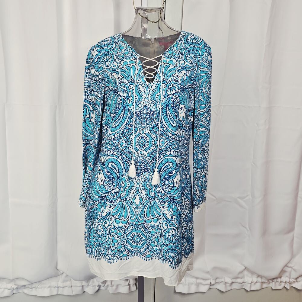 Lilly Pulitzer Ashby Rayon Tunic Dress Sea Blue Size M
